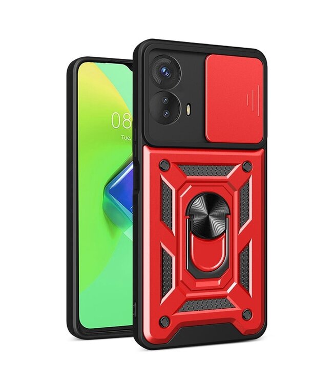 SoFetch Rood Lensbescherming Houder Hybride Hoesje voor de Motorola G73