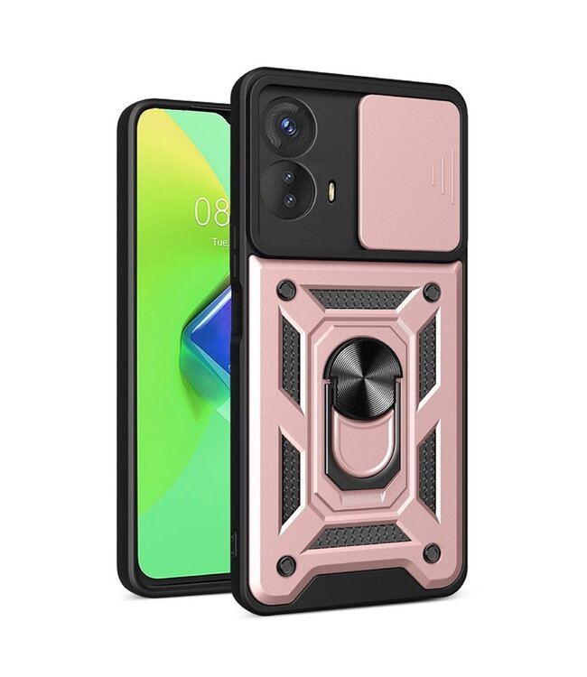 SoFetch Rosegoud Lensbescherming Houder Hybride Hoesje voor de Motorola G73