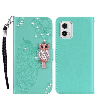 SoFetch Cyaan Uil Mandala Bookcase Hoesje Motorola G73