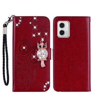 SoFetch Rood Uil Mandala Bookcase Hoesje Motorola G73