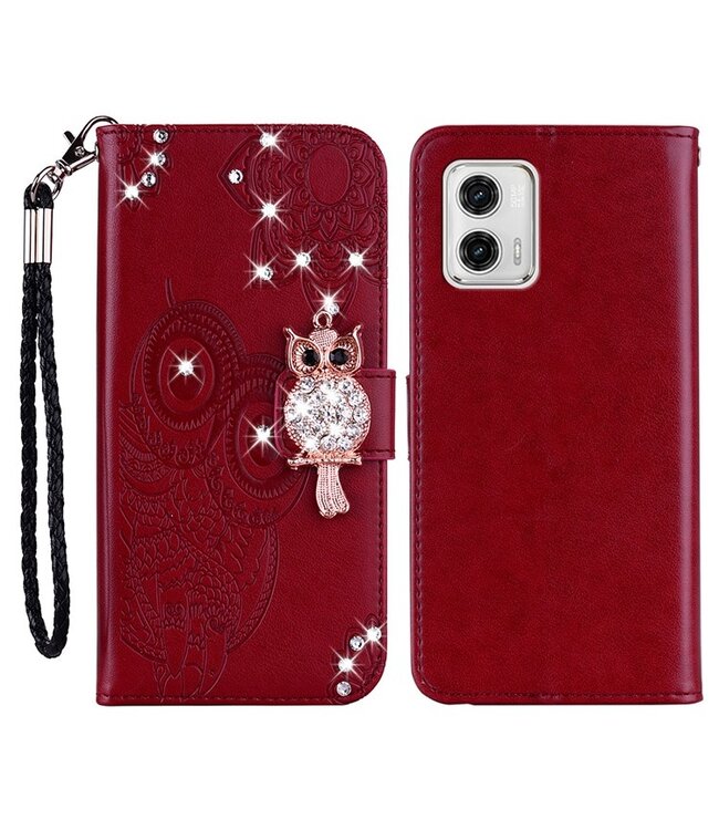 SoFetch Rood Uil Mandala Bookcase Hoesje voor de Motorola G73