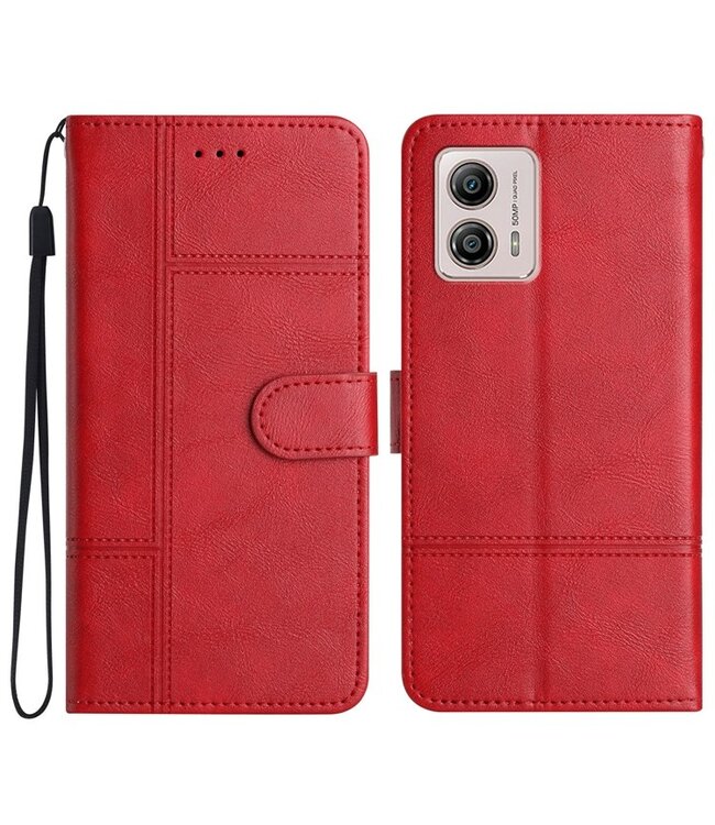 SoFetch Rood Lijnen Zakelijk Bookcase Hoesje voor de Motorola G73