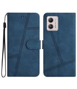 SoFetch Blauw Lijnen Zacht Bookcase Hoesje Motorola G73