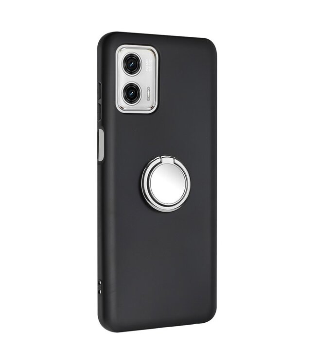 SoFetch Zilver Ring Houder Mat TPU Hoesje voor de Motorola G73