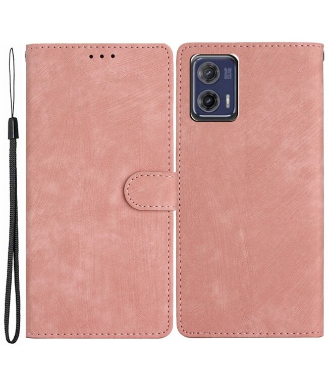 SoFetch Rosegoud Zacht Bookcase Hoesje voor de Motorola G73