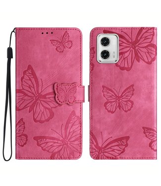 SoFetch Rose Vlinders Bookcase Hoesje Motorola G73