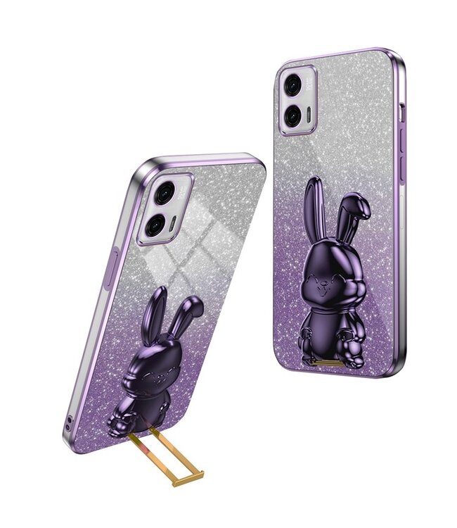 SoFetch Paars Houder Konijn Hybride Hoesje voor de Motorola G73