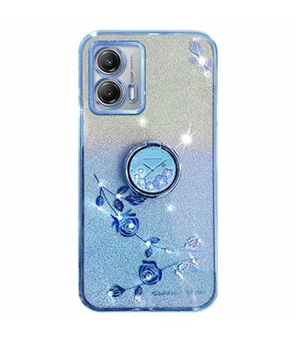 Kadem Blauw Houder Bergkristal TPU Hoesje Motorola G73