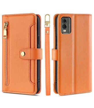 SoFetch Oranje Portemonnee Elegant Bookcase Hoesje Nokia C32