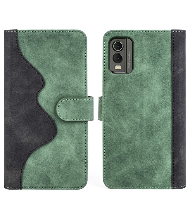 SoFetch Groen Twee kleuren Bookcase Hoesje voor de Nokia C32