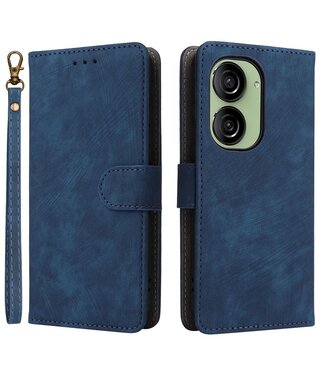 SoFetch Blauw RFID Zakelijk Bookcase Hoesje met Polsbandje Asus Zenfone 10
