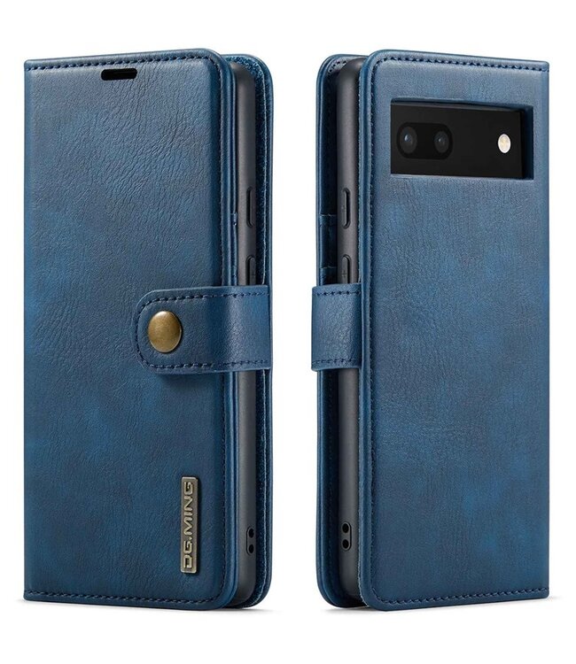 Dg. Ming Blauw Split Leder Bookcase Hoesje voor de Google Pixel 6a