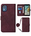 SoFetch Bordeaux Rood Lijnen Bookcase Hoesje met Koord voor de Nokia C02