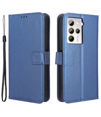 SoFetch Blauw Diamantpatroon Bookcase Hoesje HTC U23 Pro
