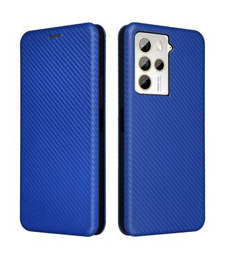 SoFetch Blauw Carbon Bookcase Hoesje HTC U23 Pro