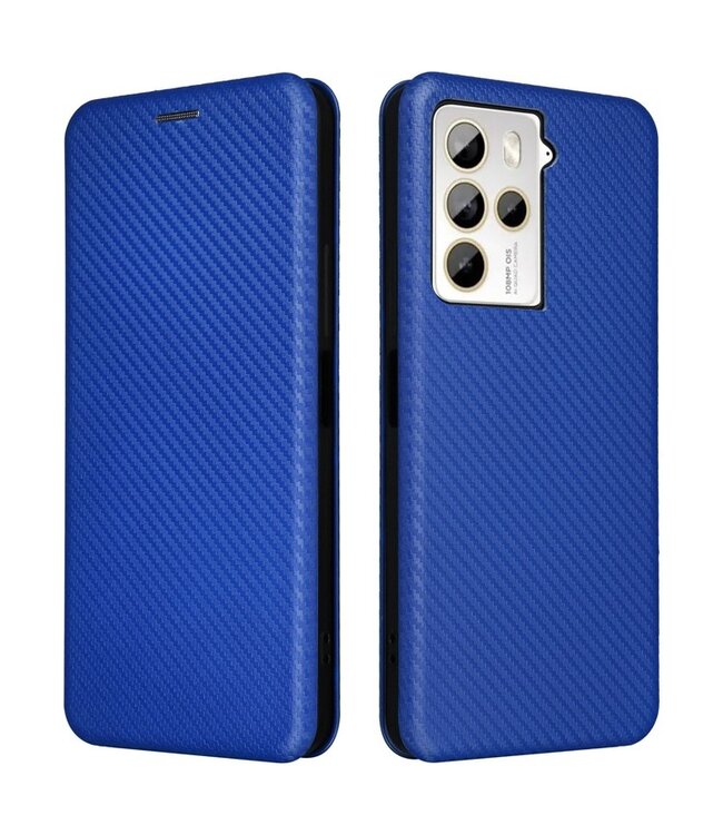SoFetch Blauw Carbon Bookcase Hoesje voor de HTC U23 Pro
