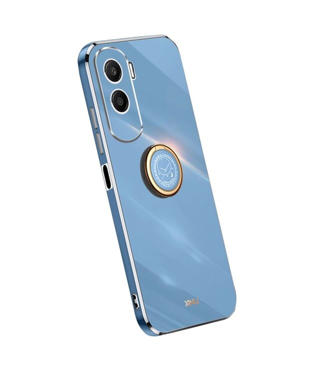 XinLi Blauw Ring Houder Glanzend TPU Hoesje voor de Honor 90 Lite