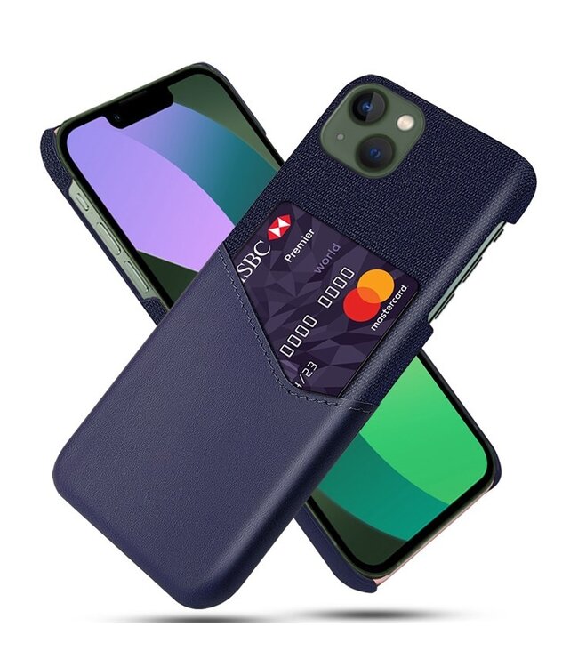 SoFetch Blauw Pasjeshouder Zakelijk Hybride Hoesje voor de iPhone 14 Plus