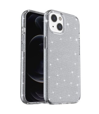 SoFetch Grijs Krasbestendig Glitter Hybride Hoesje iPhone 14 Plus