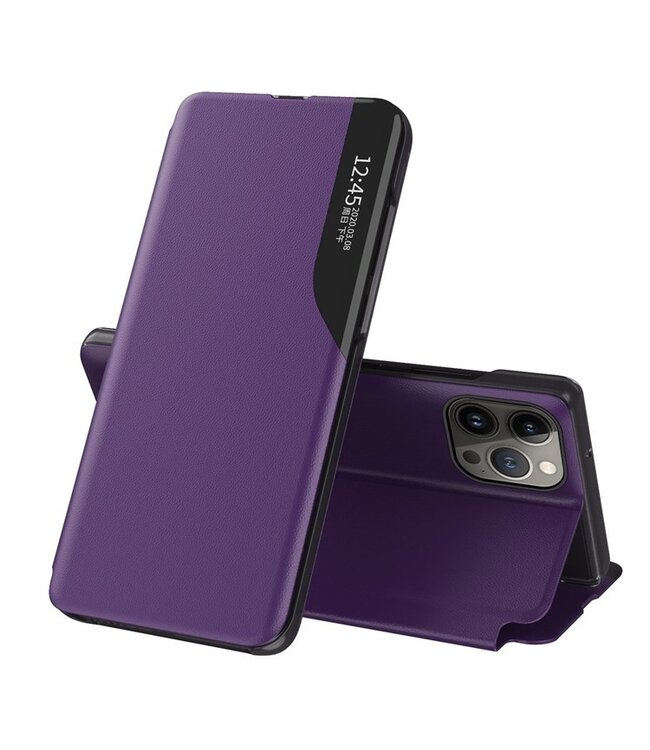 SoFetch Paars View Window Bookcase Hoesje voor de iPhone 14 Plus