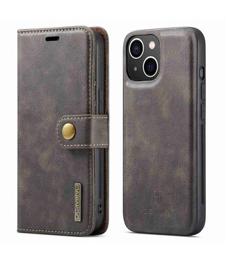 Grijs Knopen Bookcase Hoesje iPhone 14 Plus
