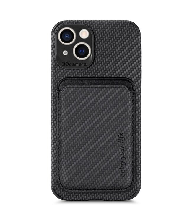 SoFetch Zwart Pasjeshouder Carbon Hybride Hoesje voor de iPhone 14 Plus