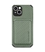 SoFetch Groen Pasjeshouder Carbon Hybride Hoesje voor de iPhone 14 Plus