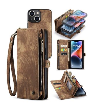 SoFetch Bruin Stijlvol Wallet Hoesje met Polsbandje iPhone 14 Plus