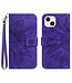SoFetch Donkerpaars Zonnebloem Bookcase Hoesje met Polsbandje voor de iPhone 14 Plus