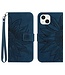 SoFetch Donkerblauw Zonnebloem Bookcase Hoesje met Polsbandje voor de iPhone 14 Plus