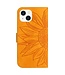 SoFetch Geel Zonnebloem Bookcase Hoesje met Polsbandje voor de iPhone 14 Plus