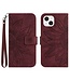 SoFetch Bordeaux Rood Zonnebloem Bookcase Hoesje met Polsbandje voor de iPhone 14 Plus