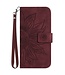 SoFetch Bordeaux Rood Zonnebloem Bookcase Hoesje met Polsbandje voor de iPhone 14 Plus