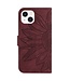 SoFetch Bordeaux Rood Zonnebloem Bookcase Hoesje met Polsbandje voor de iPhone 14 Plus