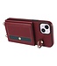 SoFetch Bordeaux Rood Pasjeshouder Hybride Hoesje met Koord voor de iPhone 14 Plus