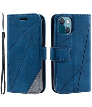 SoFetch Blauw Lijnen Bookcase Hoesje iPhone 14 Plus