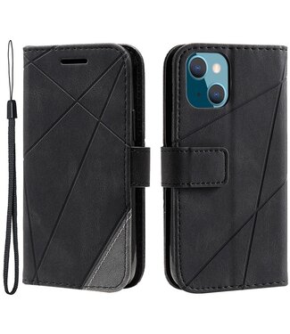 SoFetch Zwart Lijnen Bookcase Hoesje iPhone 14 Plus