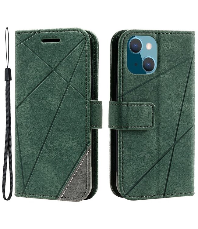 SoFetch Groen Lijnen Bookcase Hoesje voor de iPhone 14 Plus