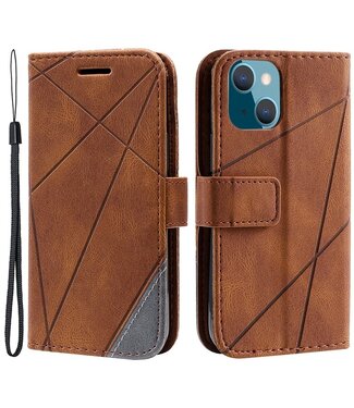 SoFetch Bruin Lijnen Bookcase Hoesje iPhone 14 Plus
