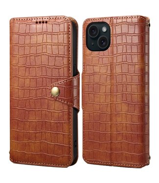 SoFetch Bruin Krokodillen Bookcase Hoesje iPhone 14 Plus