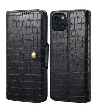 SoFetch Zwart Krokodillen Bookcase Hoesje iPhone 14 Plus