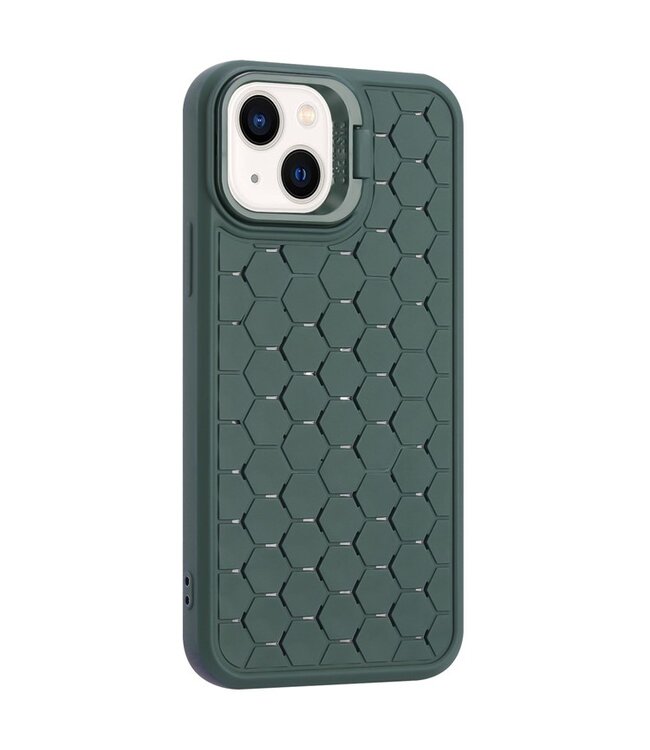 SoFetch Legergroen Honingraat TPU Hoesje voor de iPhone 14 Plus