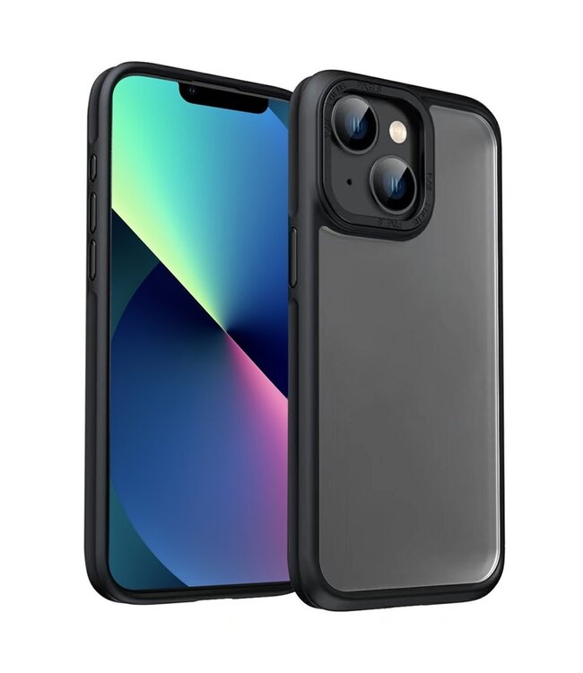 SoFetch Zwart Lensbescherming Mat Hybride Hoesje voor de iPhone 14 Plus