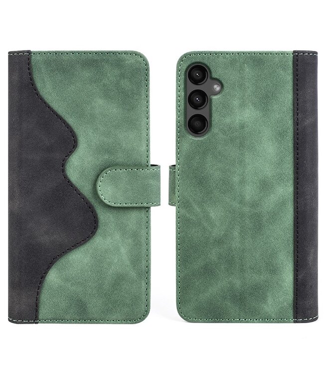 SoFetch Groen Twee kleuren Bookcase Hoesje voor de Samsung Galaxy A15 5G