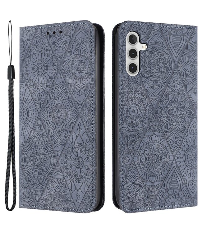 SoFetch Grijs Mandala Bookcase Hoesje voor de Samsung Galaxy A15 5G