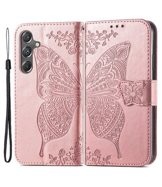 SoFetch Rozegoud Vlinder Bookcase Hoesje Samsung Galaxy A15 5G