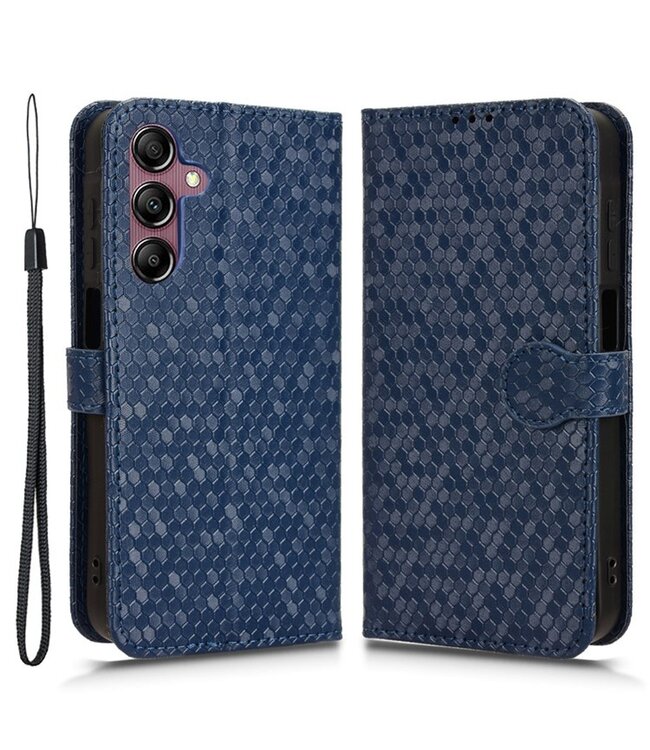 SoFetch Donkerblauw Stippen Bookcase Hoesje voor de Samsung Galaxy A15 5G