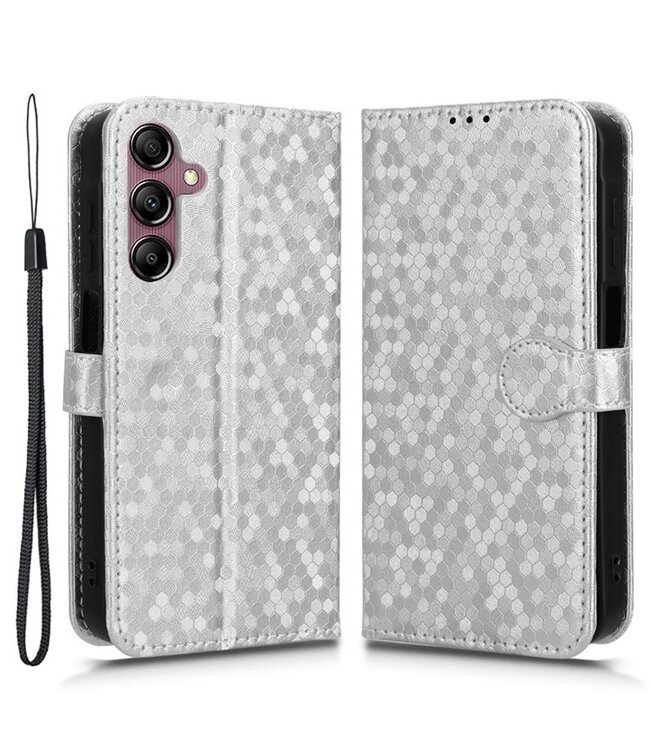 SoFetch Zilver Stippen Bookcase Hoesje voor de Samsung Galaxy A15 5G