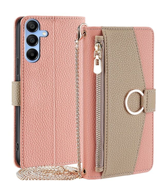 SoFetch Roze Stijlvol Wallet Hoesje voor de Samsung Galaxy A15 5G