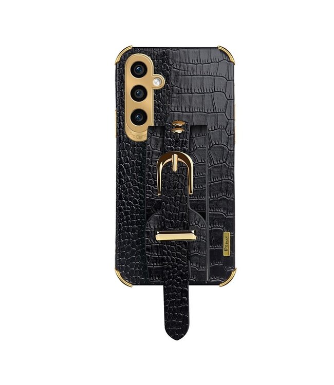 SoFetch Zwart Krokodillen Hybride Hoesje voor de Samsung Galaxy A15 5G